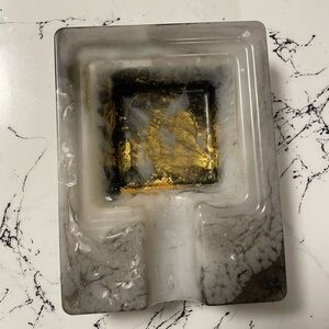 Modern Abstract Resin Tray with Gold Accents